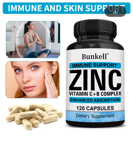 50 Mg Zinc Supplement for Immune Support - Vitamin C & Zinc Supplement - Zinc Supplement for Adults - Supports Eye & Skin Health