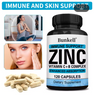 50 Mg Zinc Supplement for Immune Support - Vitamin C & Zinc Supplement - Zinc Supplement for Adults - Supports Eye & Skin Health