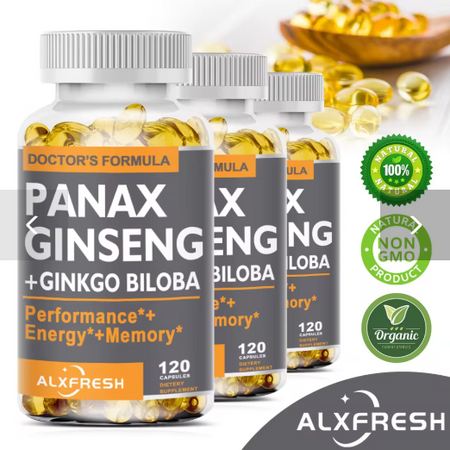 Panax Ginseng Ginkgo Biloba Ashwagandha Zinc | Non-GMO Vegan | Premium Formula Nutrition Supplement