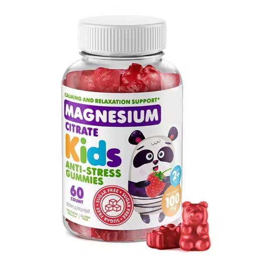 60 Gummies Children's Magnesium Gummies Supplement, Suitable for Children and Adults with Sugar Free Magnesium Chewable Tablets