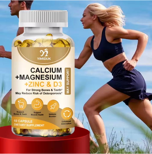 Calcium Magnesium Zinc Capsules, with Vitamin D3 for Strong Bones Teeth Heart Nerve Increase Immune System Function Supplement