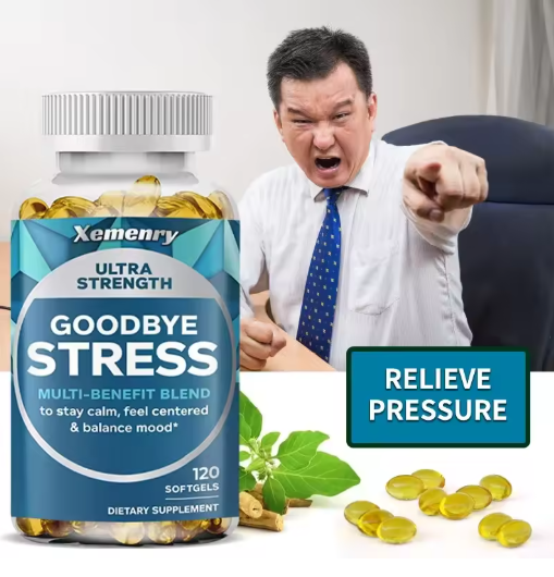Ultra-Strength Goodbye Stress Softgels with GABA, Ashwagandha, L-Theanine and Lemon Balm for A Stress-relieving Supplement