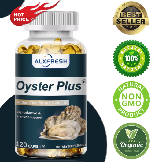 Alxfresh Oyster Plus Zinc for Natural Energy, Immune, Nerve System Supports Nutrients Supplement Highly Concentrated Capsules