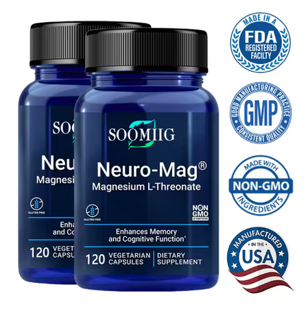 Magnesium Threonate 2000 Mg Capsules, High Absorption Rate, Support Brain Memory and Cognitive Supplement, Relieve Stress