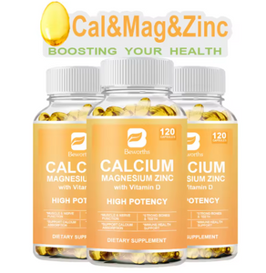 BEWORTHS Calcium Magnesium Zinc Capsule Vitamin D3 Support Immune ,Bone,Teeth, Nervous System & Muscle Health Non-GMO,Vega
