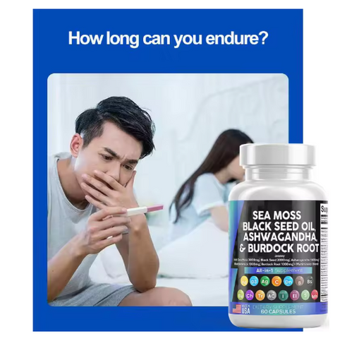 Natural Ashwagandha & Sea moss Capsules for Men, Increase Energy & Endurance permanently, Increase size & libido, Erection pills