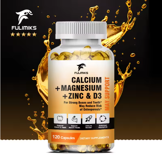 Calcium Magnesium Zinc + D3 Vitamin Nutritional Supplement - Supports Bone Density & Muscle Health - Immune Support
