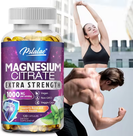 High Absorption Magnesium Citrate Capsules 1000 Mg - for Muscle, Nerve, Bone and Heart Health