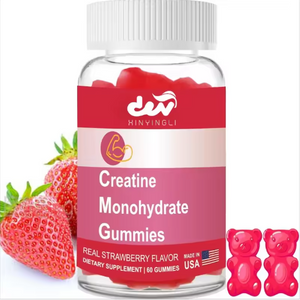 Creatine Monohydrate Gummies for Men & Women, Enhance Strength and Muscle Growth, Strawberry Flavor, Sugar-Free, Vegan