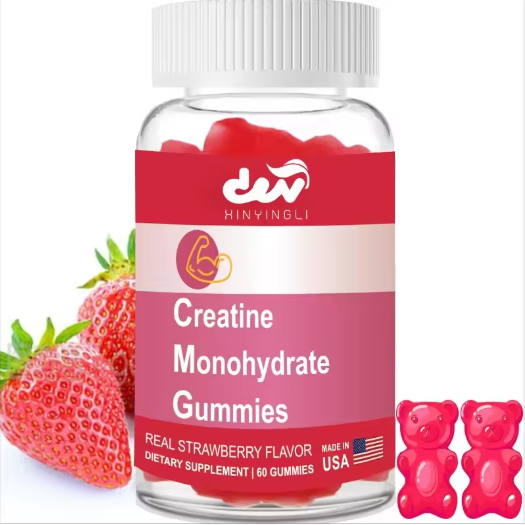 Creatine Monohydrate Gummies for Men & Women, Enhance Strength and Muscle Growth, Strawberry Flavor, Sugar-Free, Vegan