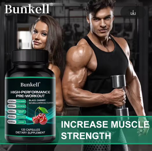 Bunkell Pre-Workout Supplement - Amino Acids, Creatine HCI, Citrulline Malate, Beta-Alanine To Improve Athletic Performance