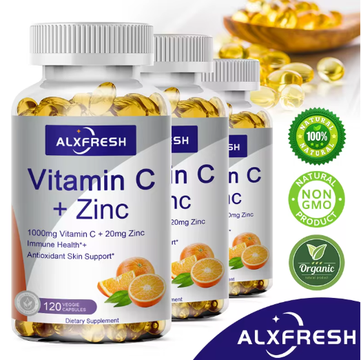 Alxfresh Vitamin C with Zinc for Hair Skin Nails and Brain Heart Health Supports Cellular Level Defense Immune System Booster