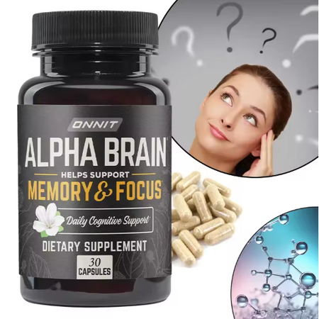 ONNIT Alpha Brain Premium Nootropics, 30 Capsules for Men & Women - Focus, Brain Development & Memory Support